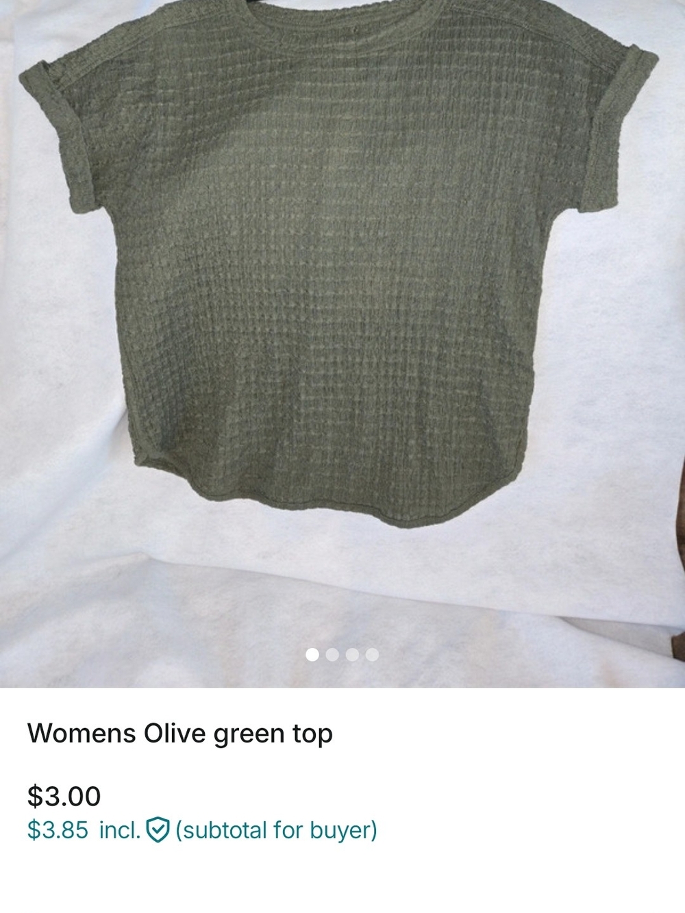 Cupio Olive Green Short Sleeve Waffle Knit Top